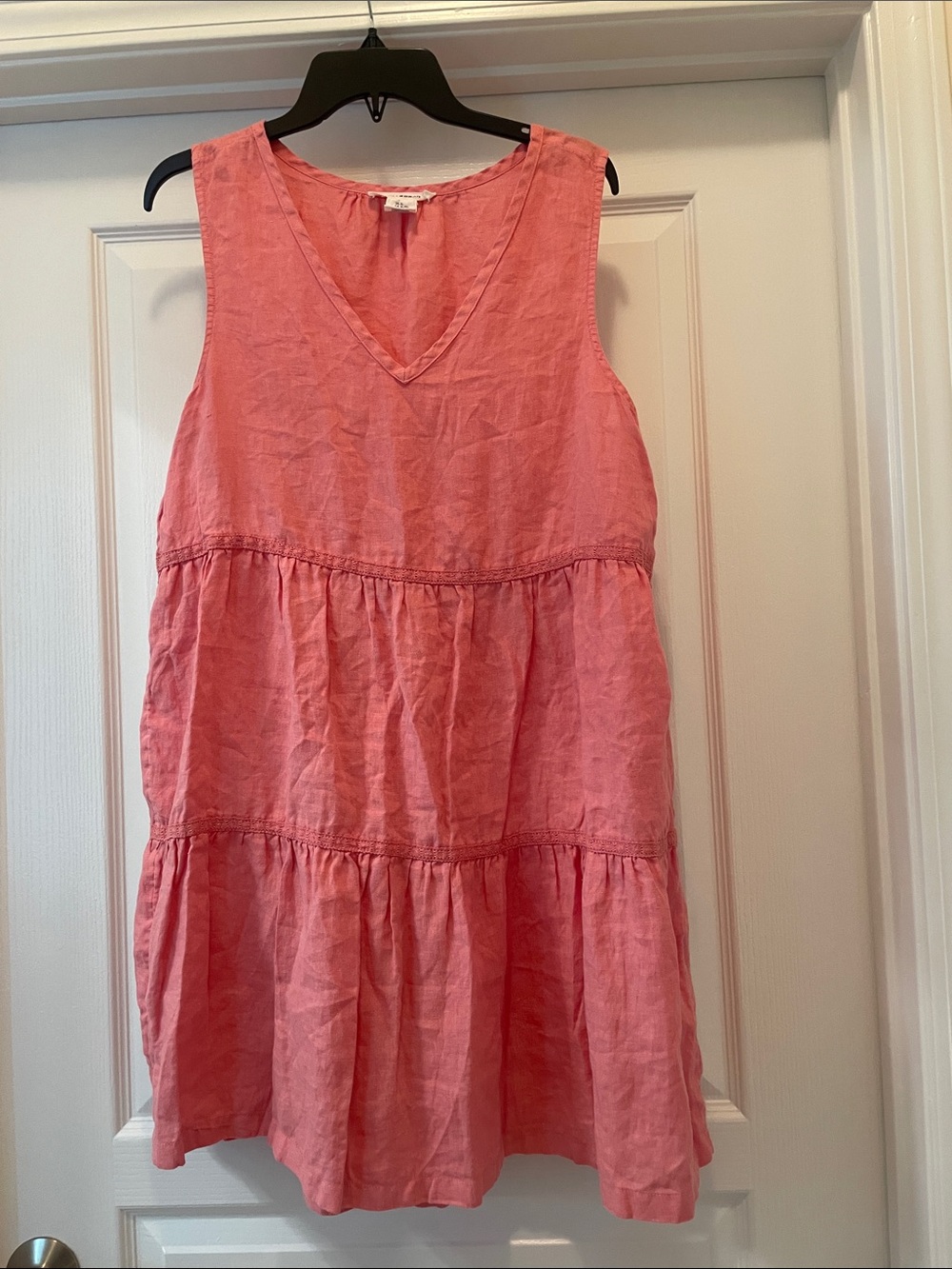 Lucky‎ Brand Pink Tiered Linen V-Neck Sleeveless Dress